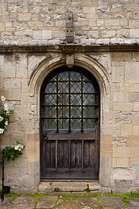 entrada, trabajos en piedra, arco, Abadía de Angelsey, Cambridgeshire, arquitectura, histórico