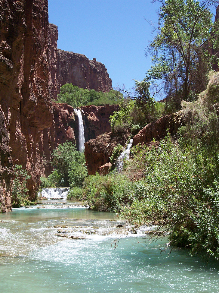 nature, waterfall, natural, landscape, scenic, stream, havasupai