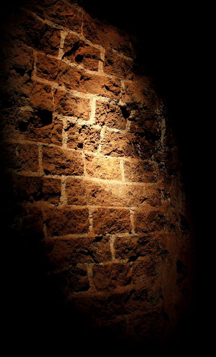 dinding batu alam, batu bata, dinding, batu, pencahayaan, cahaya, batu alam