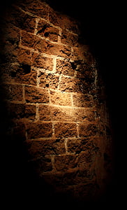 mur en pierre naturelle, briques, mur, maçonnerie, éclairage, lumière, pierres naturelles