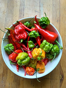 pikante pepers, habanero, rode scorpion, hete peper, eten en drinken, plantaardige, versheid