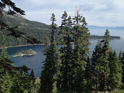 Lake tahoe, Bahía Esmeralda, agua, California, Isla, naturaleza, azul