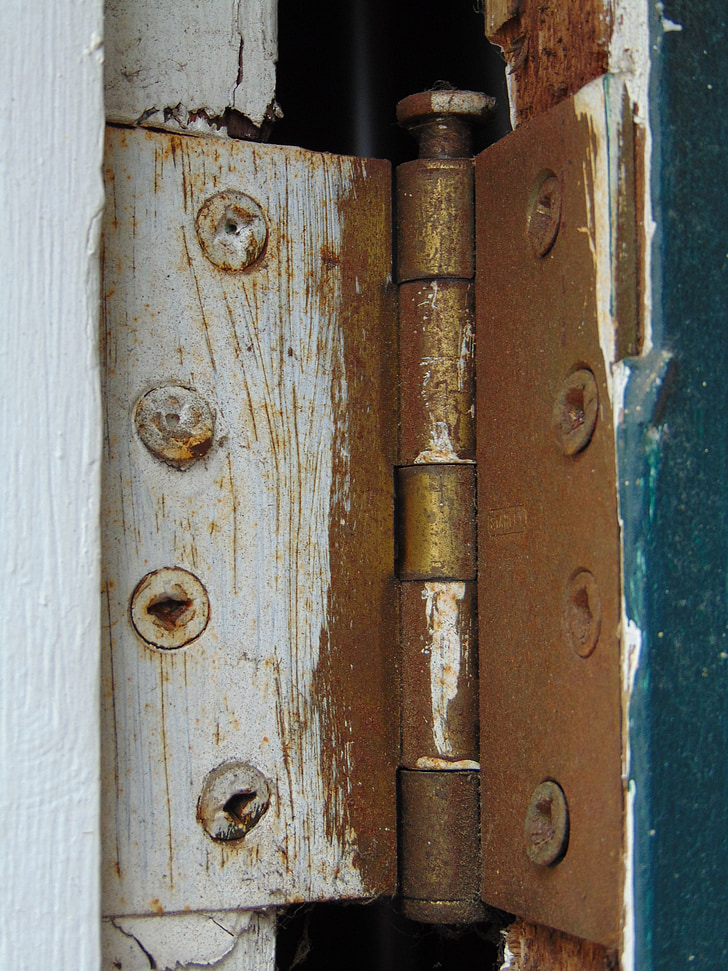 old, door, hinge, rusty, metal, iron