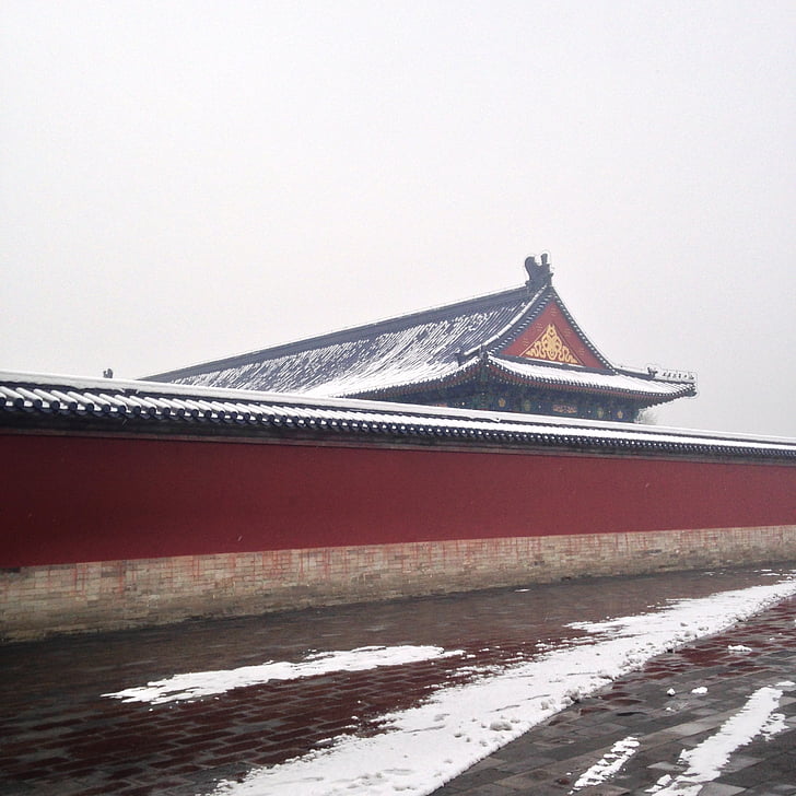 ο ναός του ουρανού, χιόνι, κτίριο, κινεζική στυλ