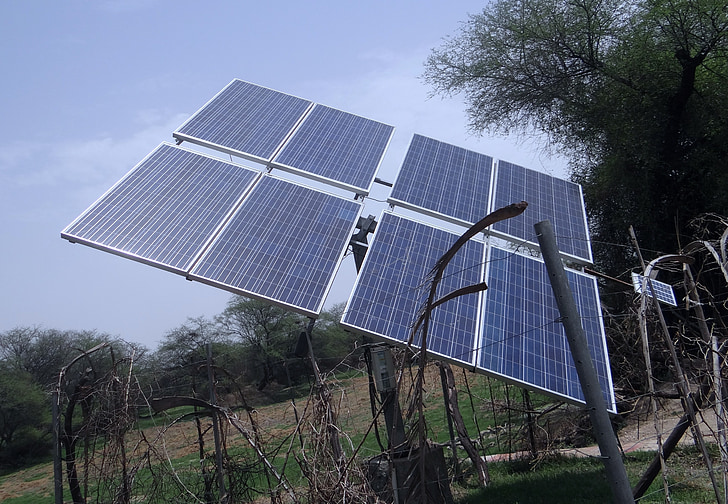 Solar-panels, erneuerbare Energien, Solar Energie, Strom, Bharatpur, Rajasthan, Indien