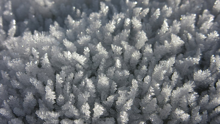 eiskristalle, лід, іній, холодної, взимку, кристали, багато