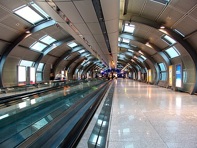 cinta de córrer, l'aeroport, Frankfurt, transport, passarel·la, banda de rodar, mitjà de transport ferroviari