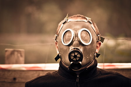 mask, gas, male, man, boy, young, student