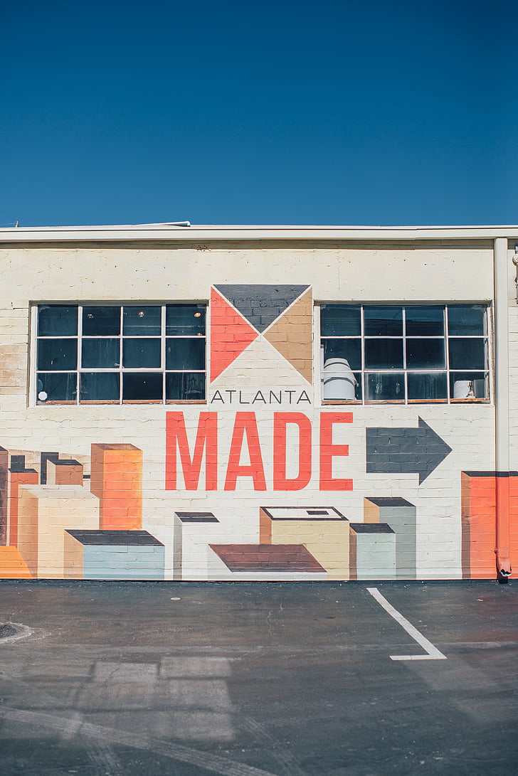 fotos, Atlanta, fet, pintat, casa, diürna, botiga