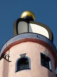 Hundertwasser, casa, arquitectura, finestra, edifici, façana, pilota