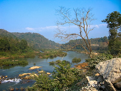 Laos, Luang prabang, rivier, water, Bergen, kasterberge, natuur