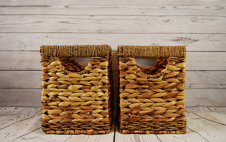 baskets, water hyacinth, natural product, storage, brown, wood - material, no people