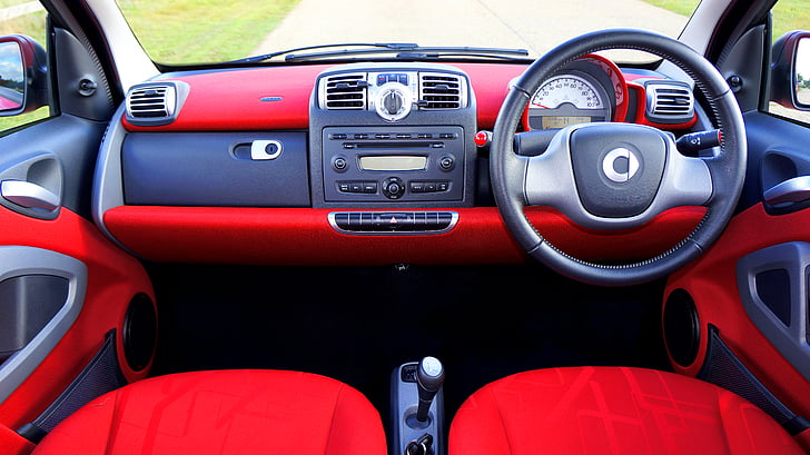 airbag, áudio, automóvel, carro, confortável, controles, painel de controle