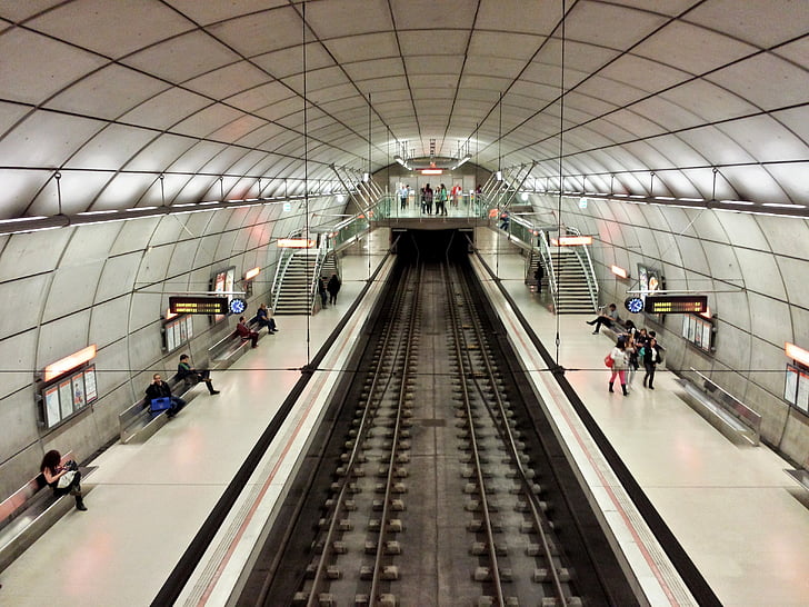 metrou, Bilbao, Euskadi, staţia de, transport, oameni, pasageri