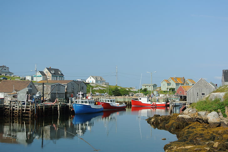 visserij, dorp, Nova, Scotia, Peggys, Cove, vuurtoren