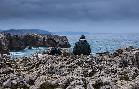 Asturias, rybár, podnebie, kameň, more, vody, Biskajský záliv