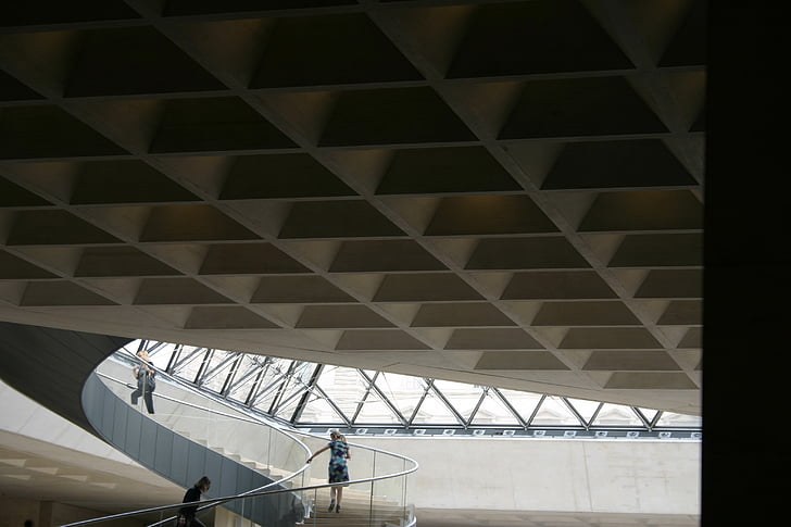 Museum, Frankrijk, Parijs, Louvre, het platform, interieur, contrast