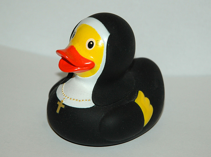 rubber duck, bath duck, squeak duck, duck, nun, toys