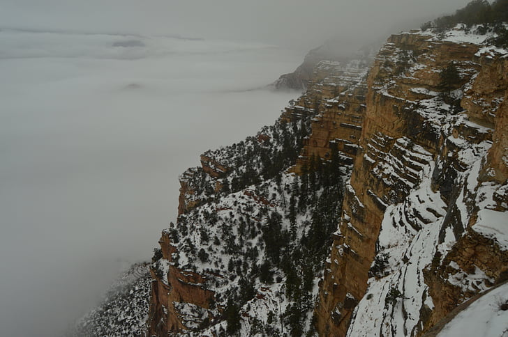 Grand canyon, Amerikai, felhő, köd, természet, ködös, Mystic