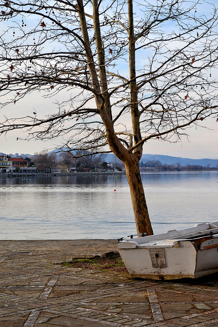 ezers, laiva, ūdens, Ioannina, Grieķija