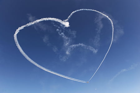 heart, jets, planes, sky, aircraft, flying, flight