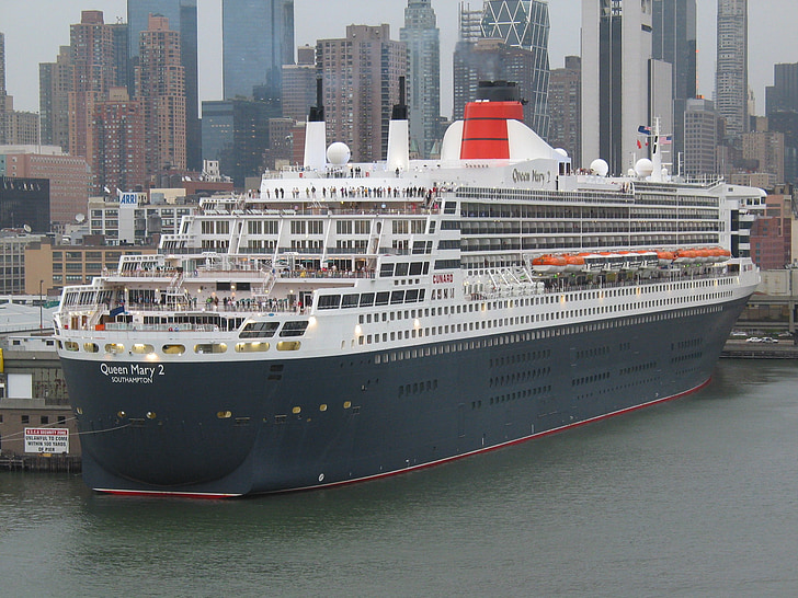 Queen mary ii, statek, Nowy Jork, Hudson, Manhattan