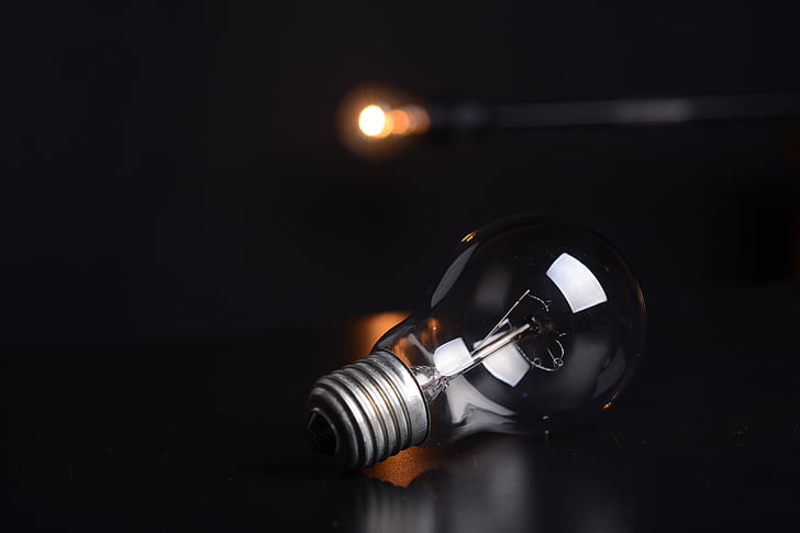 bulb, lights, macro, illuminated, black background, light bulb, electricity
