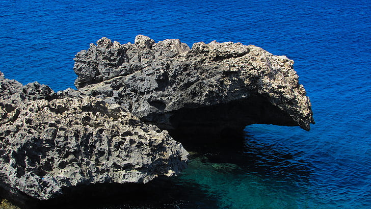 Rock, Já?, modrá, léto, Příroda, pobřeží, Cavo greko