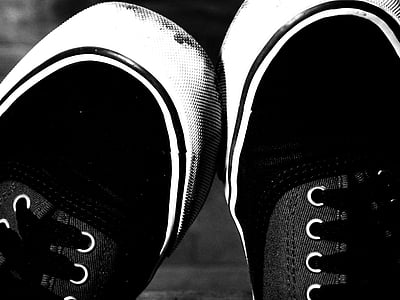 tênis, os pés, preto, sapatos, moda, mulher, menina