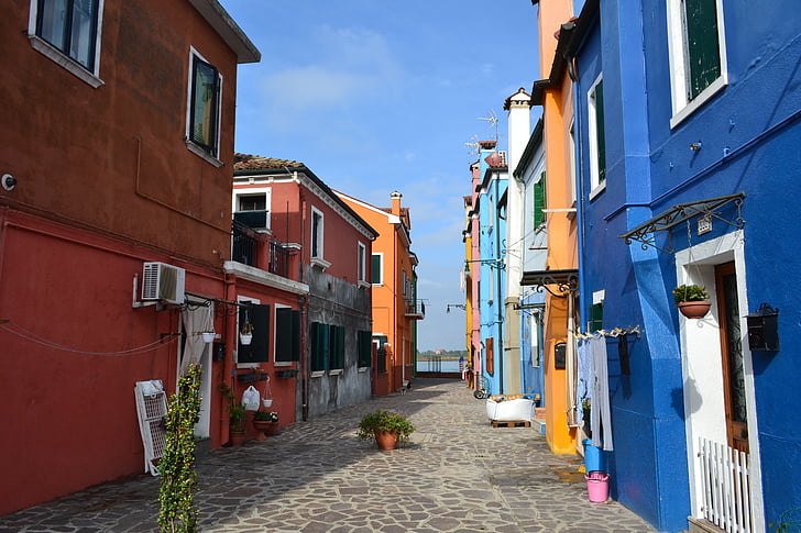 Venedig, Burano ø, Italien, Burano, farver, farverige huse, huse