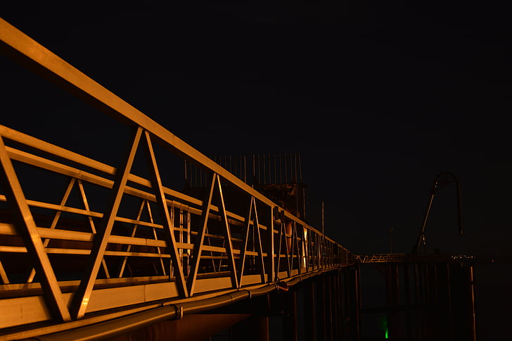 Podul, negru, noapte, metal