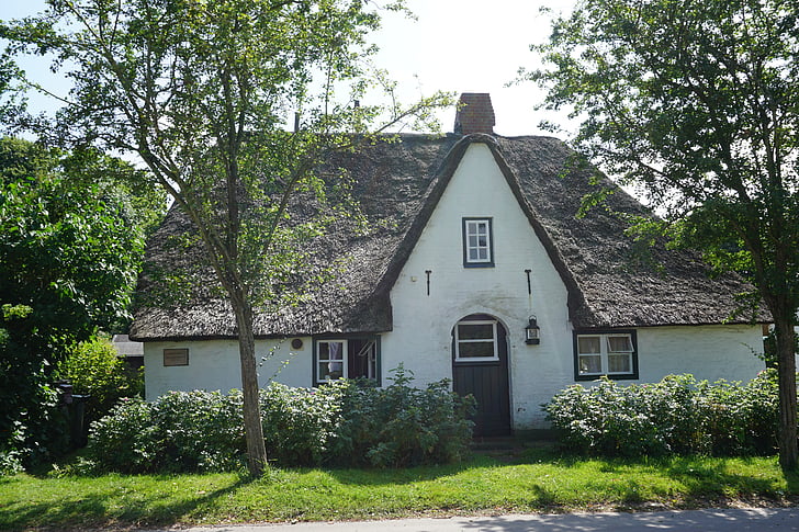 thatched çatı, Kuzey Denizi, ev, tatil, ada, Föhr, Friesland