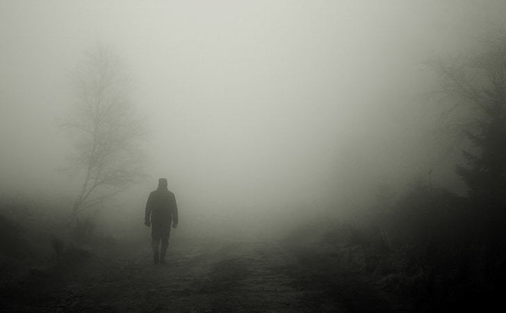 Walkers, jesień, mgła, człowiek, człowieka, nastrój, atmosfera