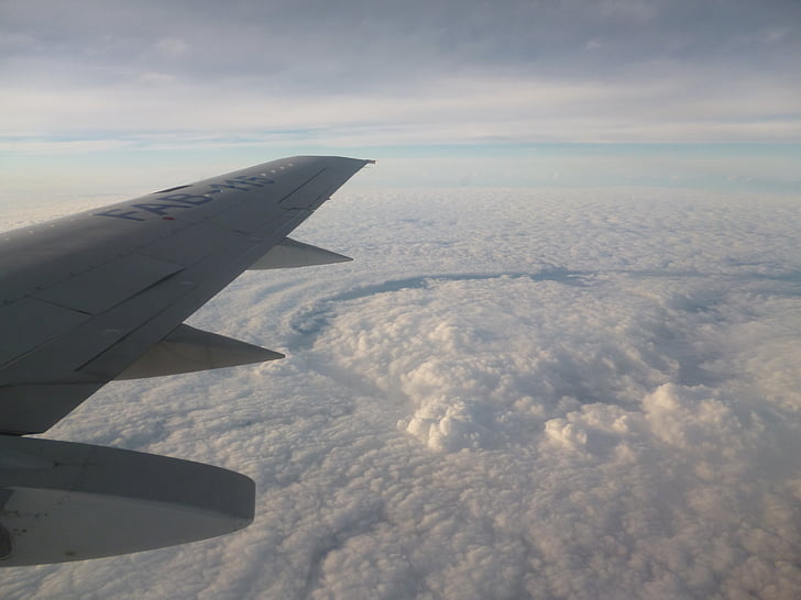 Bolívia, paisatge, avió, ala, vol, núvols, per sobre de
