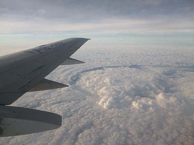 bolivia, landscape, plane, wing, flight, clouds, above