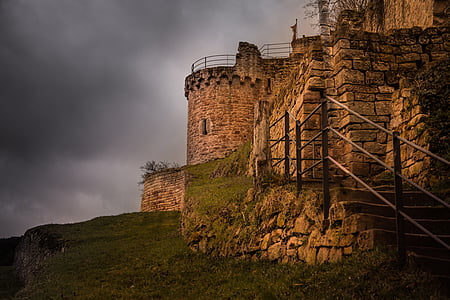 Château, Moyen-Age, forteresse, Rhin, image HDR, ruines du château