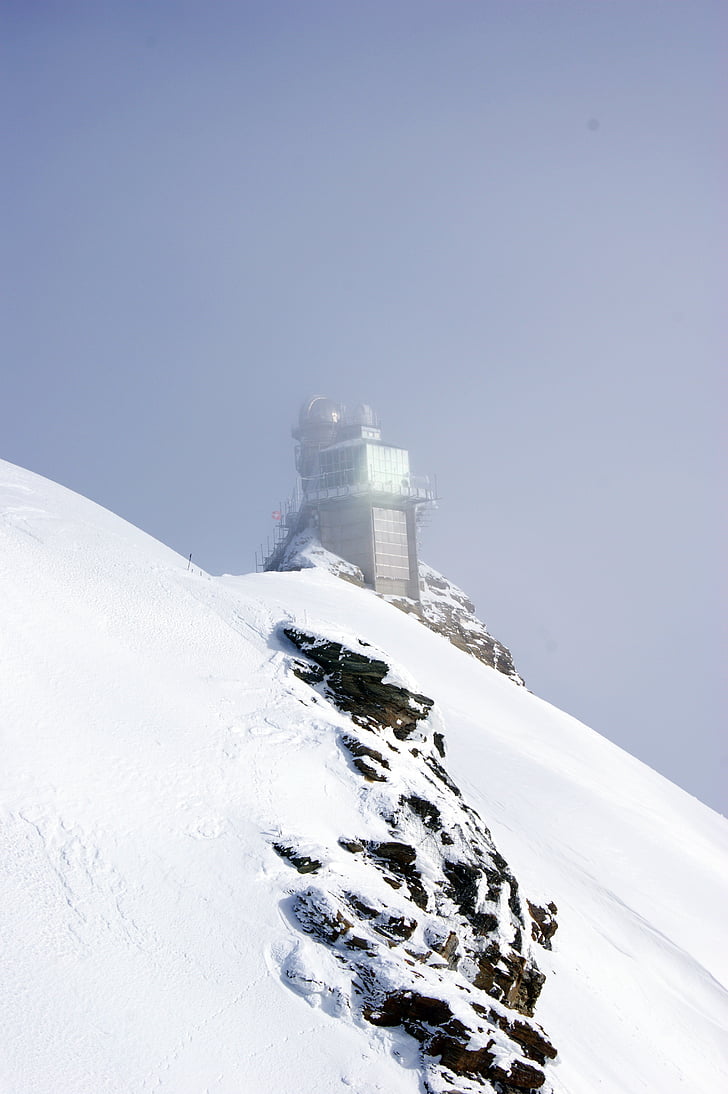 Jungfraujoch, Sphinx-observatoriet, bjerge, snelandskab, sne, vinter, kolde