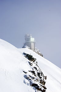 Jungfraujoch, Sphinx observatorium, bergen, snö landskap, snö, vinter, kalla