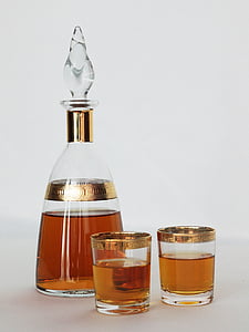 photo, glass, decanter, two, shot, Service, Bottle