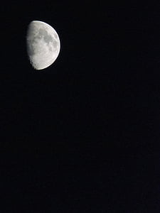 luna, črno nebo, noč, ozadje, krater, črno ozadje