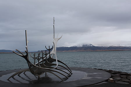 Islândia, Reykjavik, Viking, mar, arte, nave, Monumento