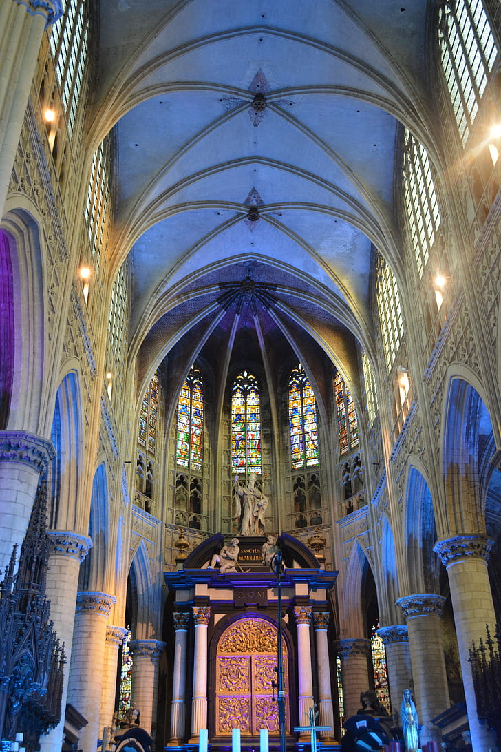 Igreja, edifício, cofres, arquitetura, St. rombouts cathedral, Mechelen