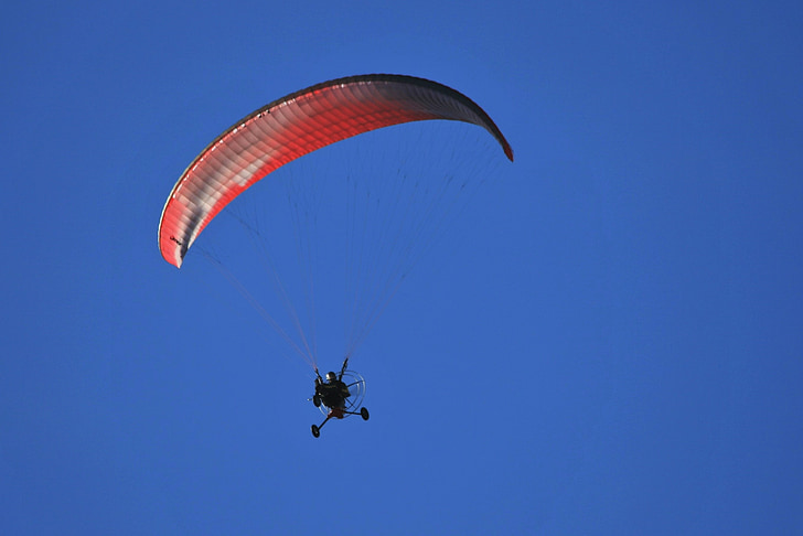 parafoil motoritzat, paracaigudes, Tendal, motor, Tricicle, en l'aire, Mostra d'aire
