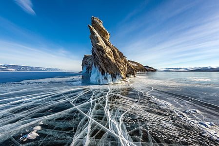 clouds, cold, ice, icy, motion, nature, rock