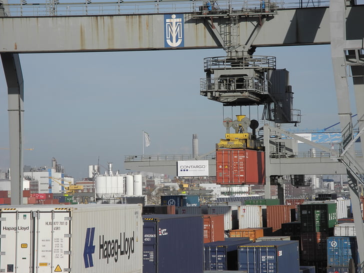 kontejner, jeřáb, přístav, Doprava, Doprava, načítání, zatížení jeřáb