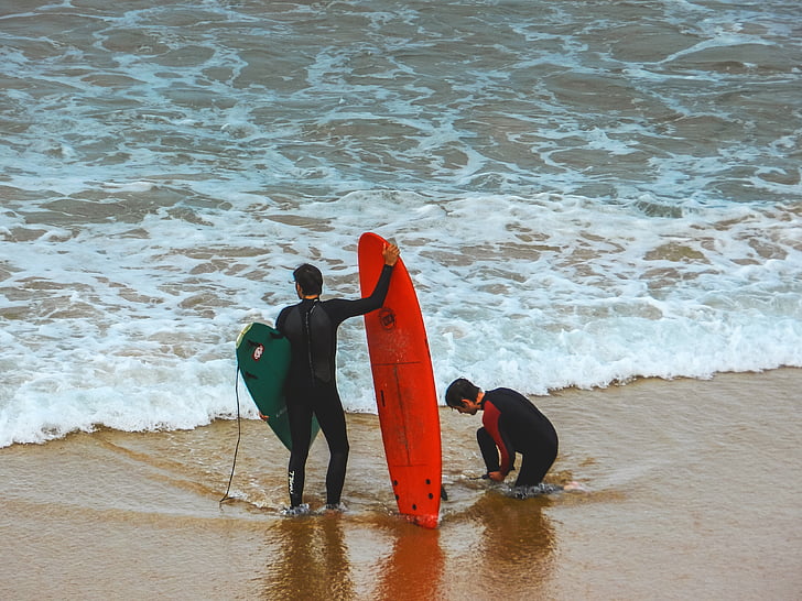 Surf, pláž, léto, lidé, písek, sportovní