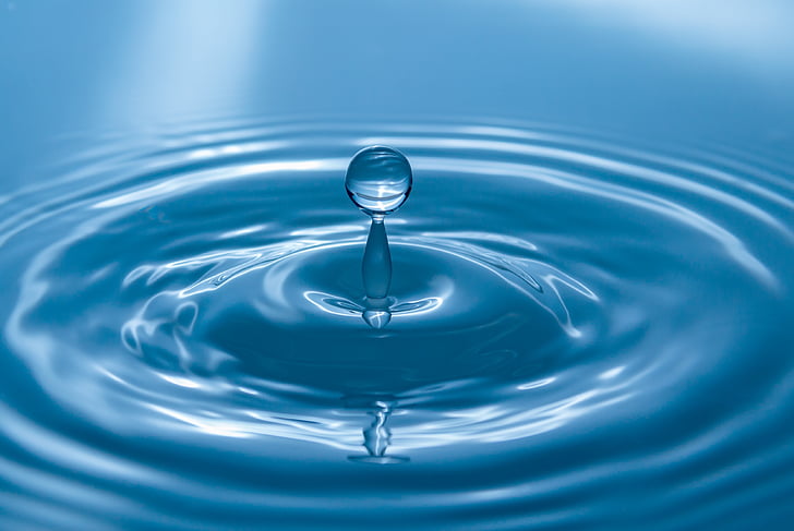 drop of water, water, drip, close, blue, wave, macro