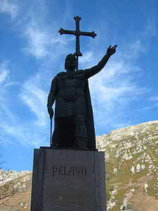estátua, Covadonga, Pelayo, Cruz, Cristianismo, religião, lugar famoso