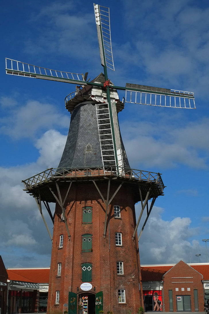 Mill, vindmølle, Wing, historisk bevarelse, møllesten, East frisia, melmølle