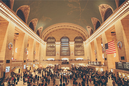 praktfull hovedbanestasjonen, New york, NYC, folk, publikum, arkitektur, USA